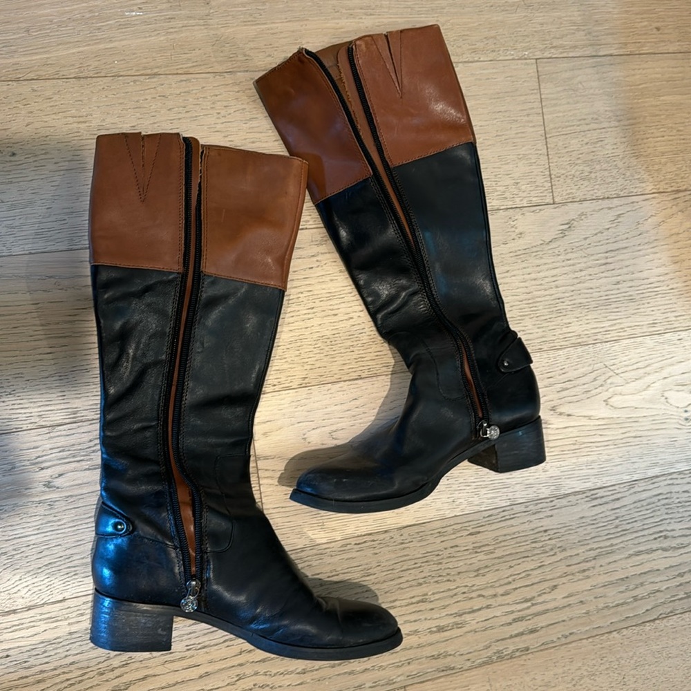 Black Brown leather riding boots 6